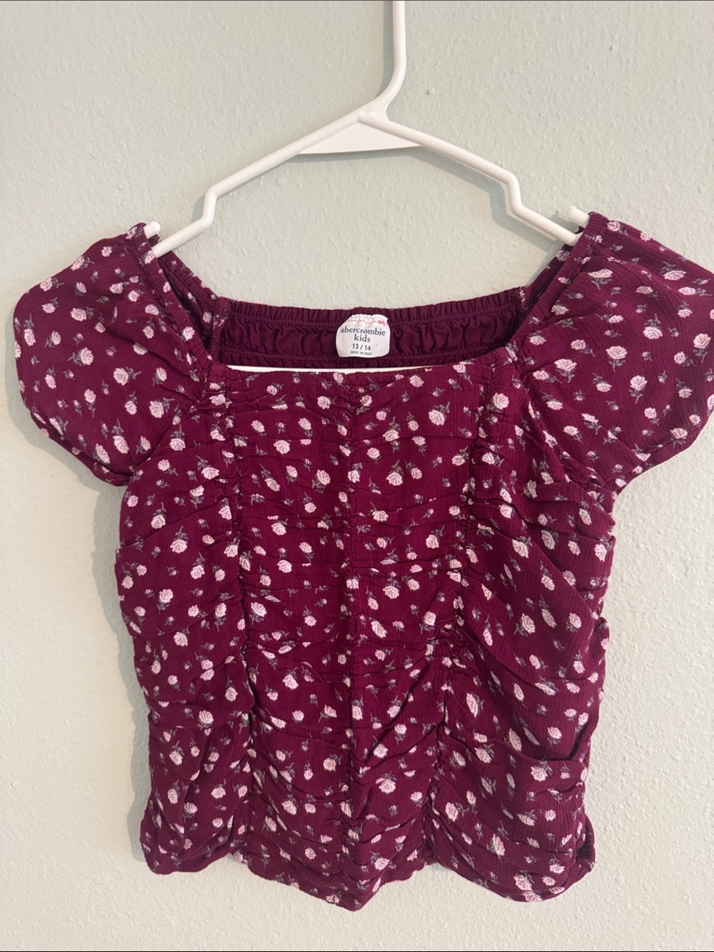 Girls' Abercrombie Kids Burgundy Floral Smocked Top